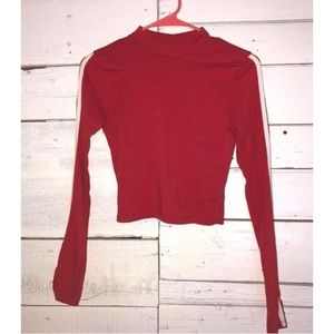 Red Long Sleeve Crop Top